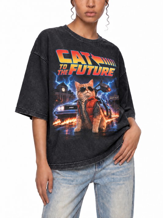Verolaa Cat to the future - 100% Cotton Boxy T-shirt