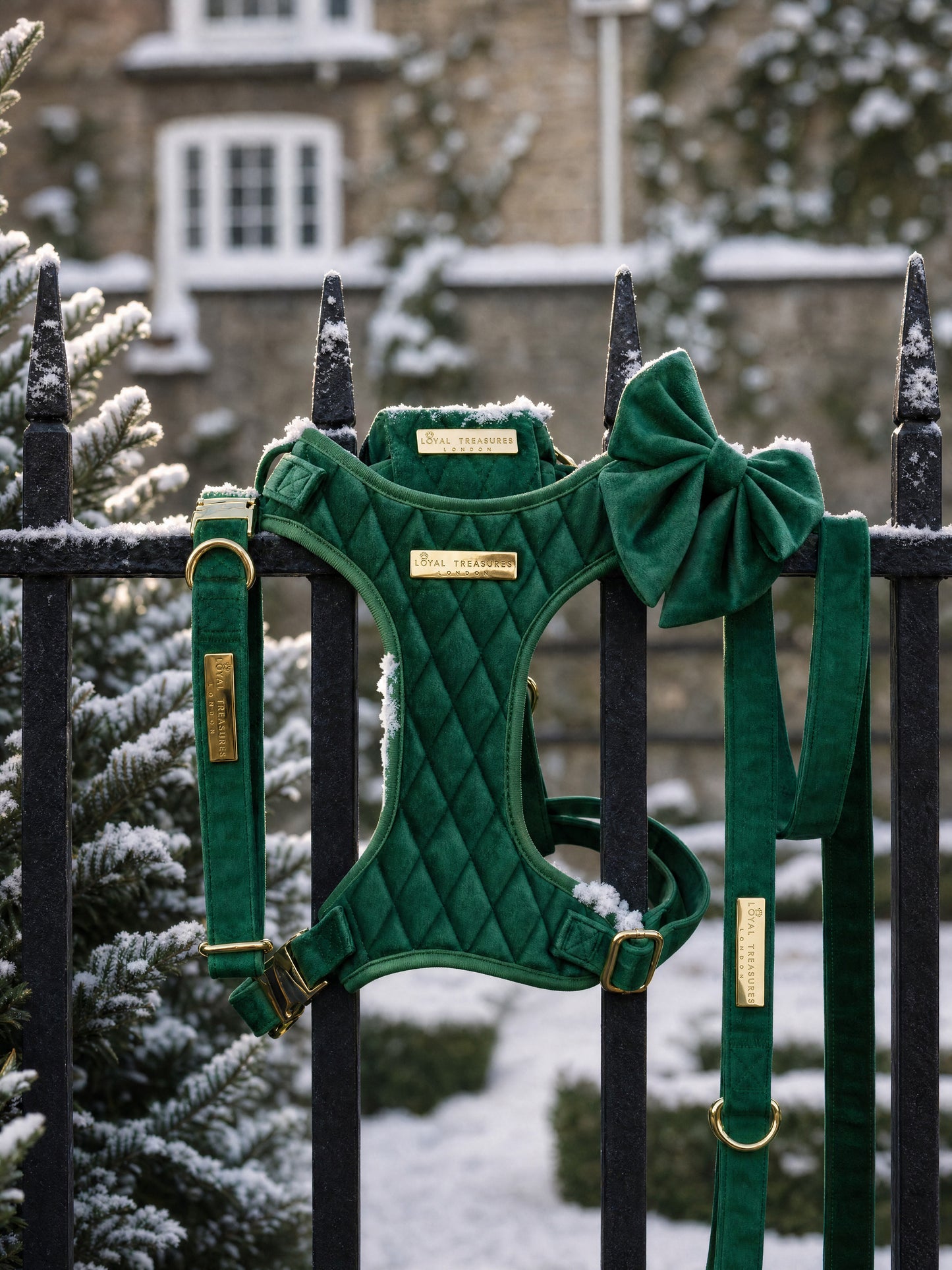 Emerald Quartz | Forest Green Velvet - Build Your Own Dog Harness Bundle